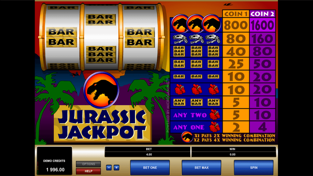 Игровой интерфейс Jurassic Jackpot 2